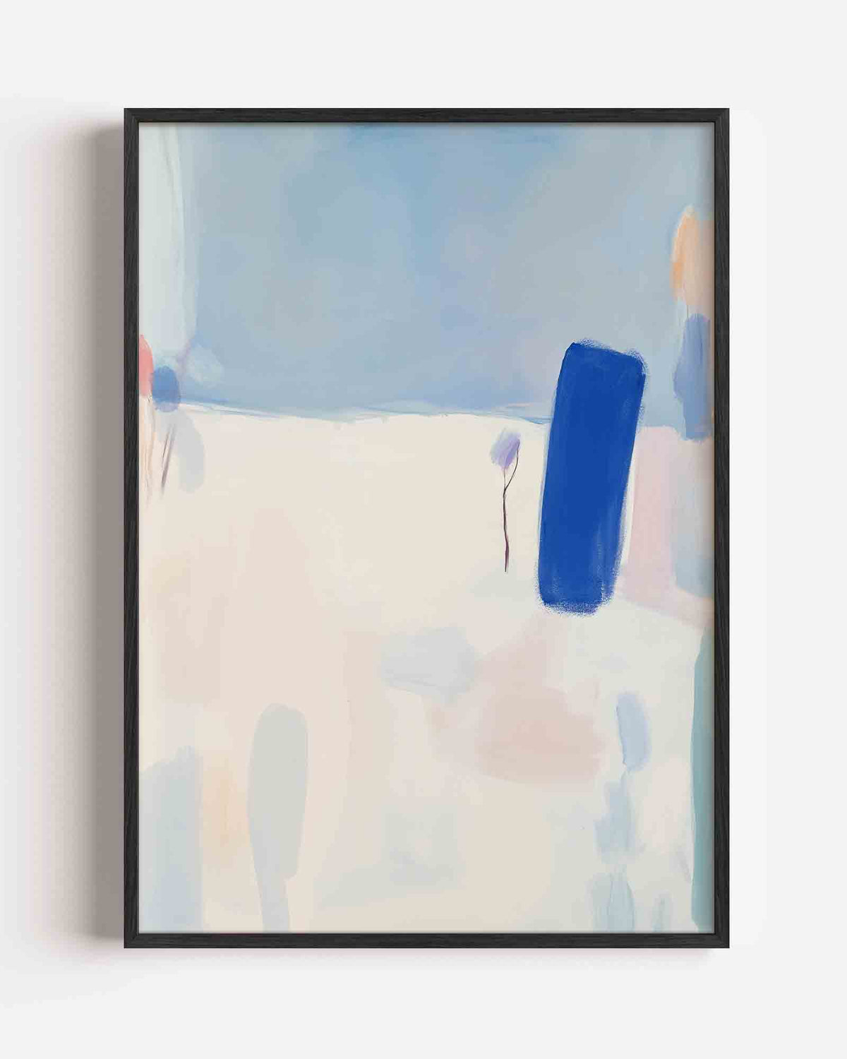 Abstracte blauwe vormen – Kunst & Design poster als staande wanddecoratie