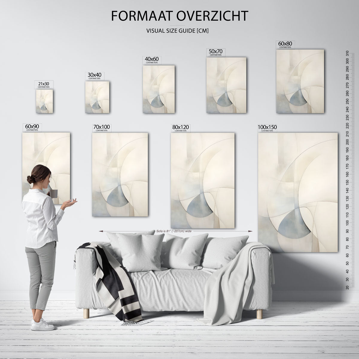 Abstracte lijnen en vormen – staande muurposter met zachte abstracte vormen