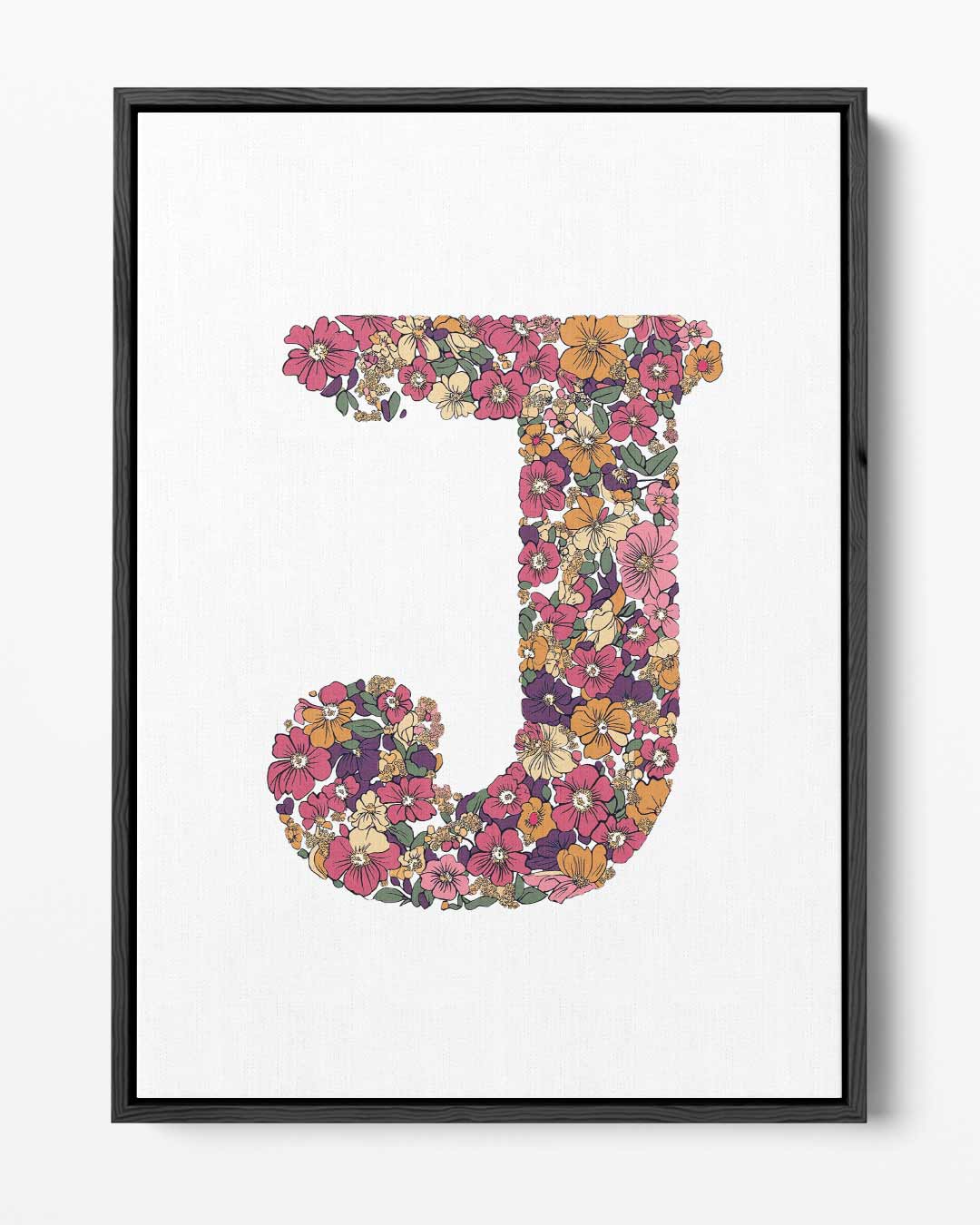 Bloemen Initialen Kunstwerk - J – portret kunstwerk als wanddecoratie