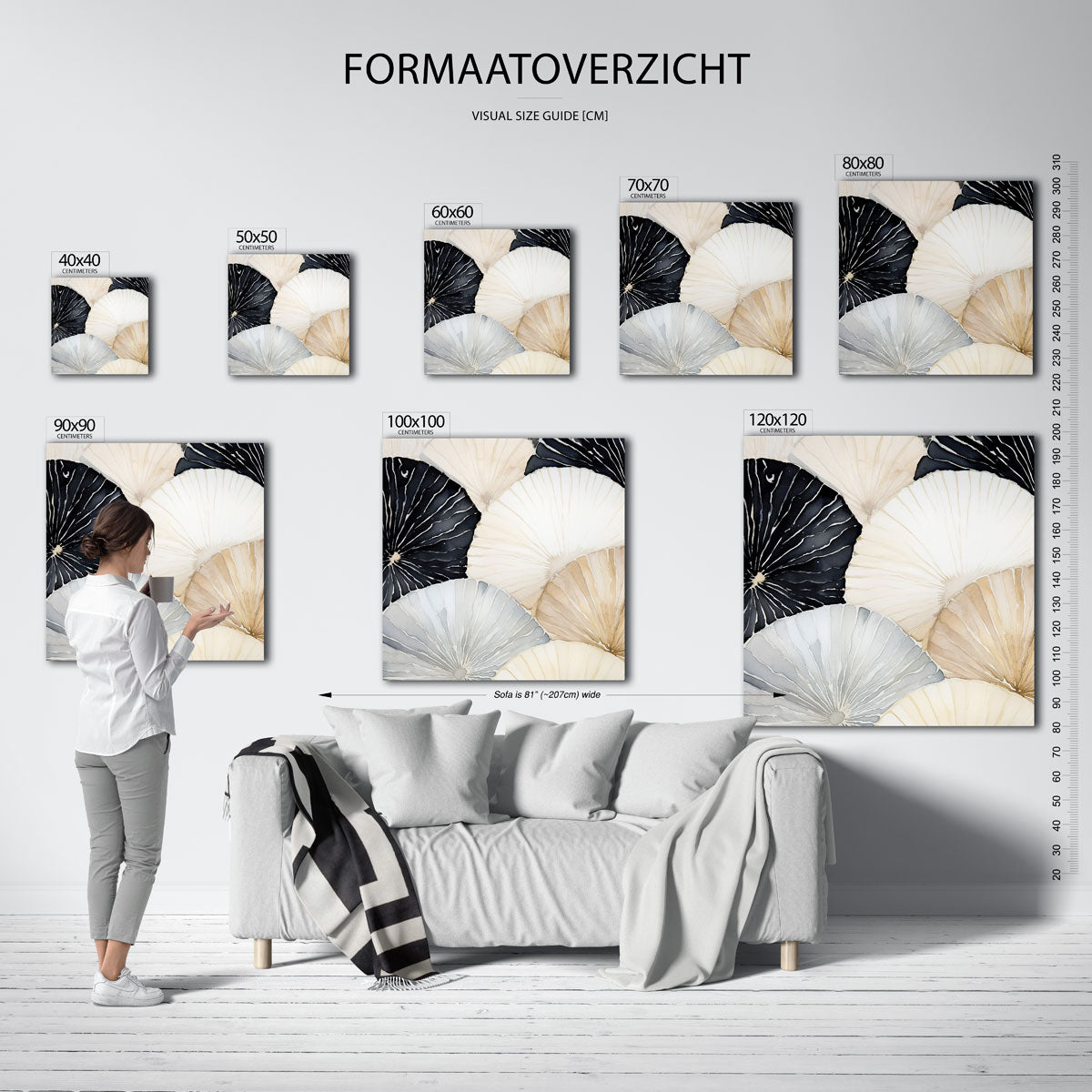 Abstracte schelpen – vierkante muurposter met zachte abstracte vormen