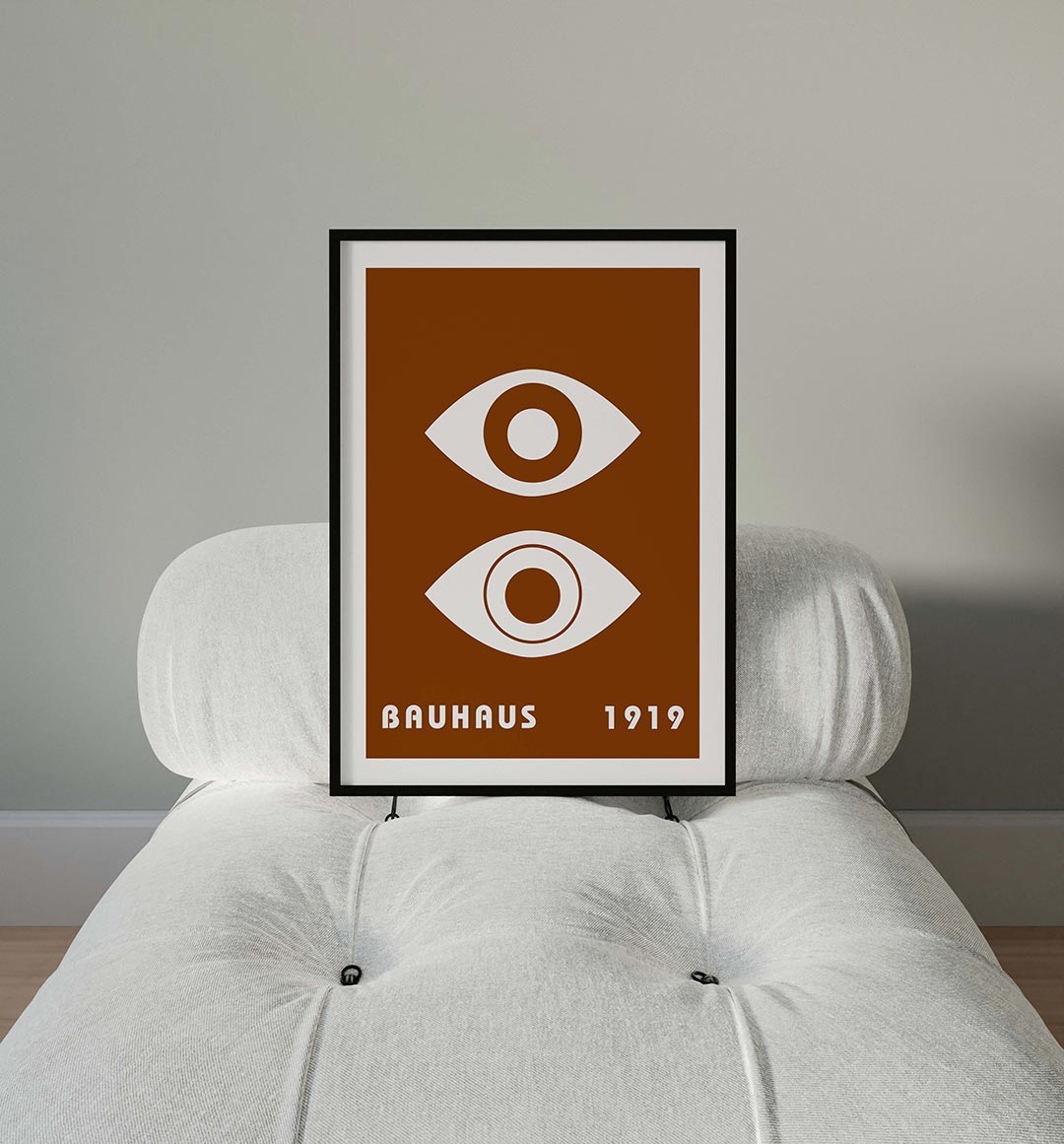 Oogvormen en tekst – moderne Bauhaus wandkunst als poster