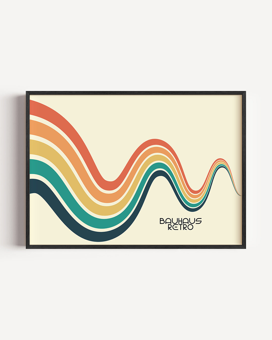 Golvend lijnenspel – liggende Bauhaus poster als wanddecoratie