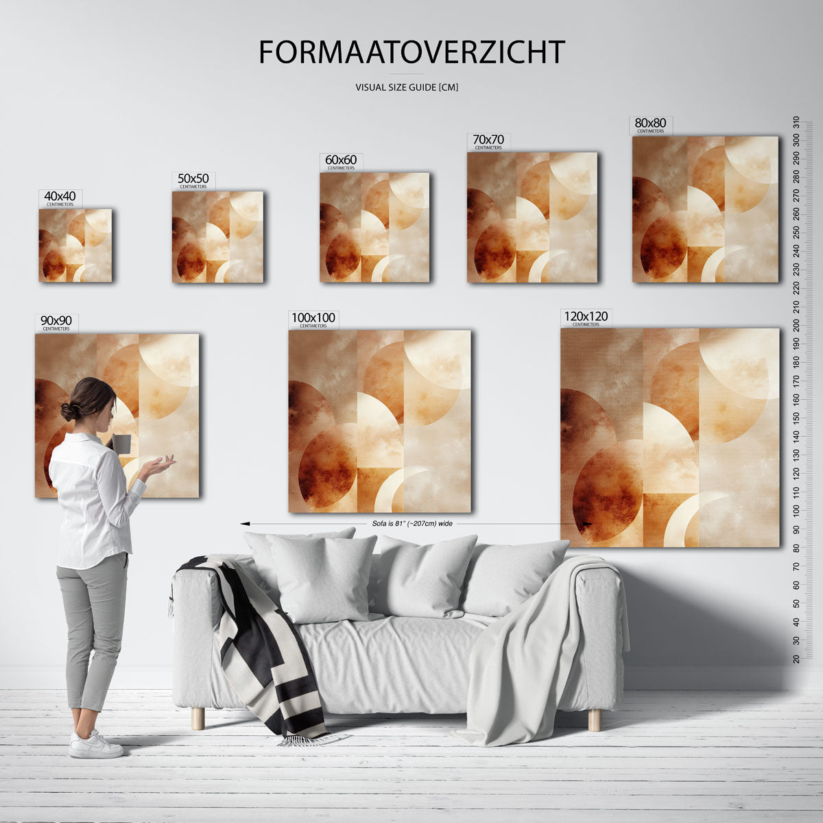 Abstracte cirkelvormen – vierkante muurposter met abstracte vormen