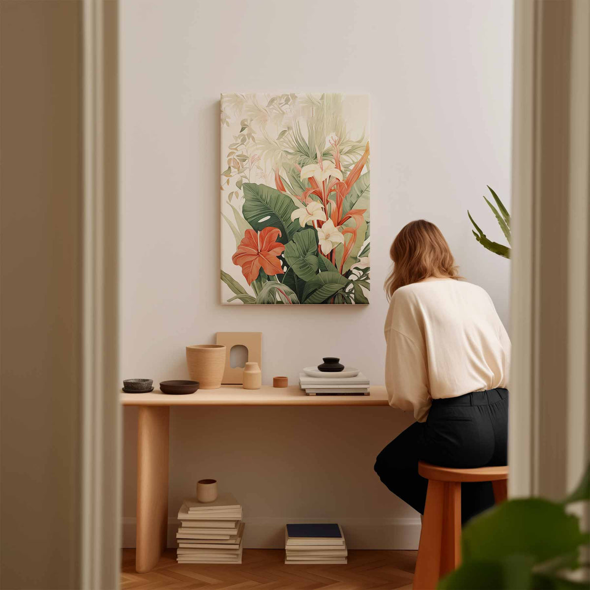 Tropische Bloemenpracht – plexiglas kunstwerk als wanddecoratie