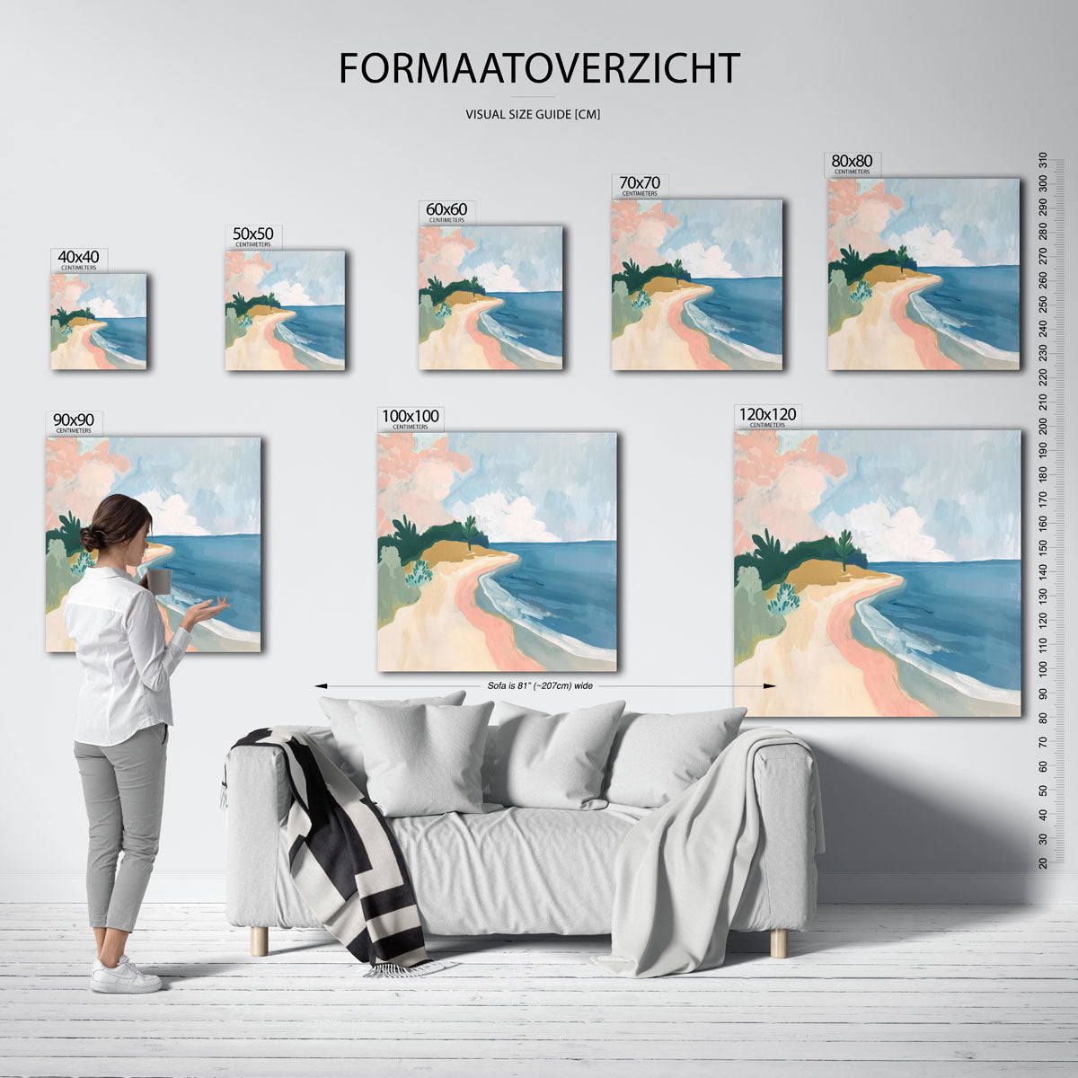 Strand en zee – vierkante muurposter met kunst en design