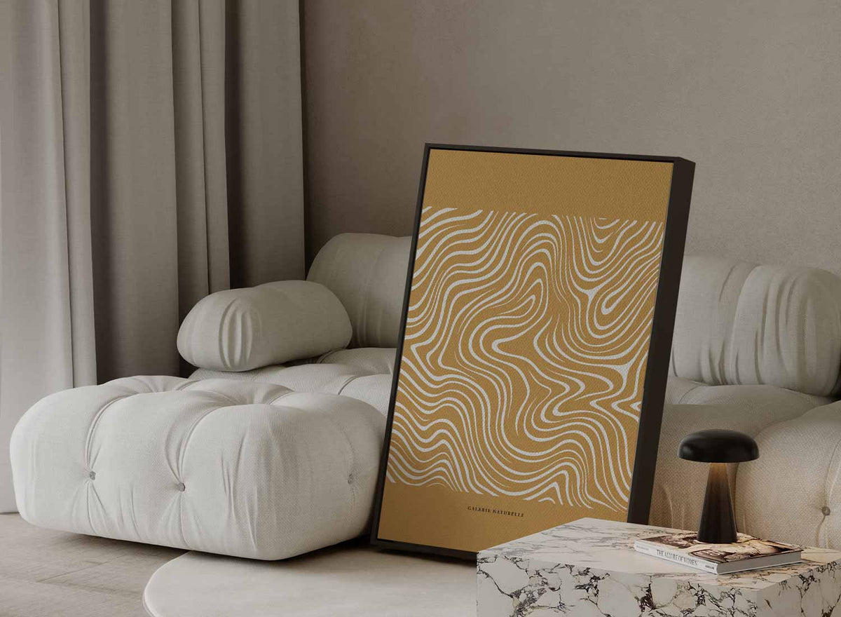 Golvende Lijnen Natuurprint – staande wandkunst voor woonkamer of interieur