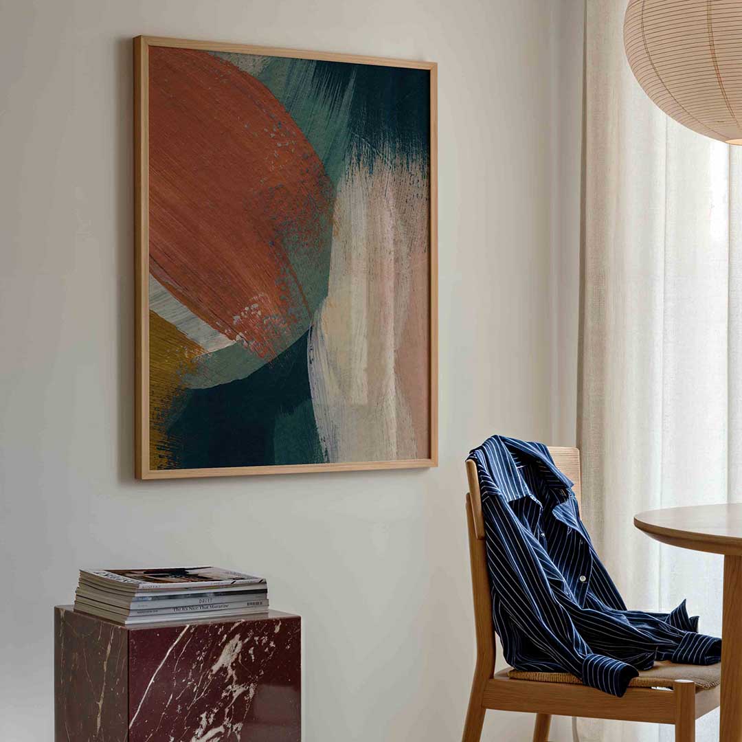 Abstracte penseelstreken – artistieke poster in staand formaat