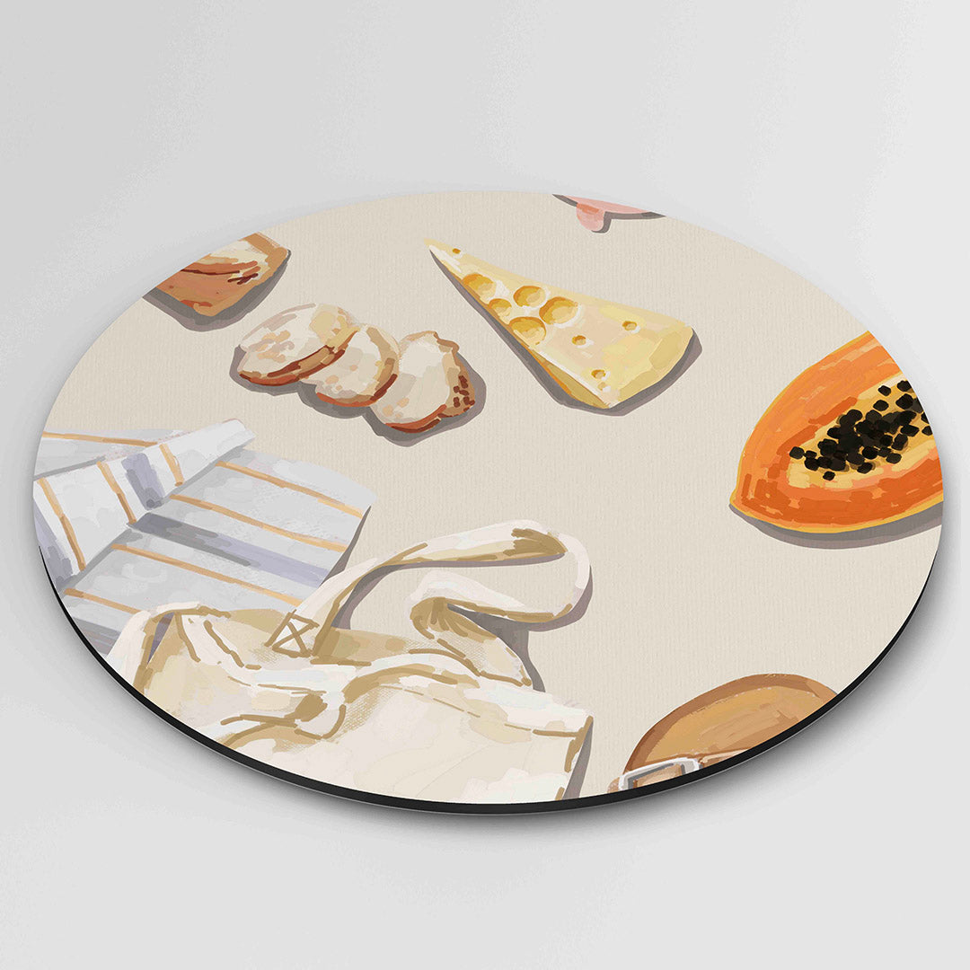 Eten en accessoires – ronde wanddecoratie met abstract ontwerp
