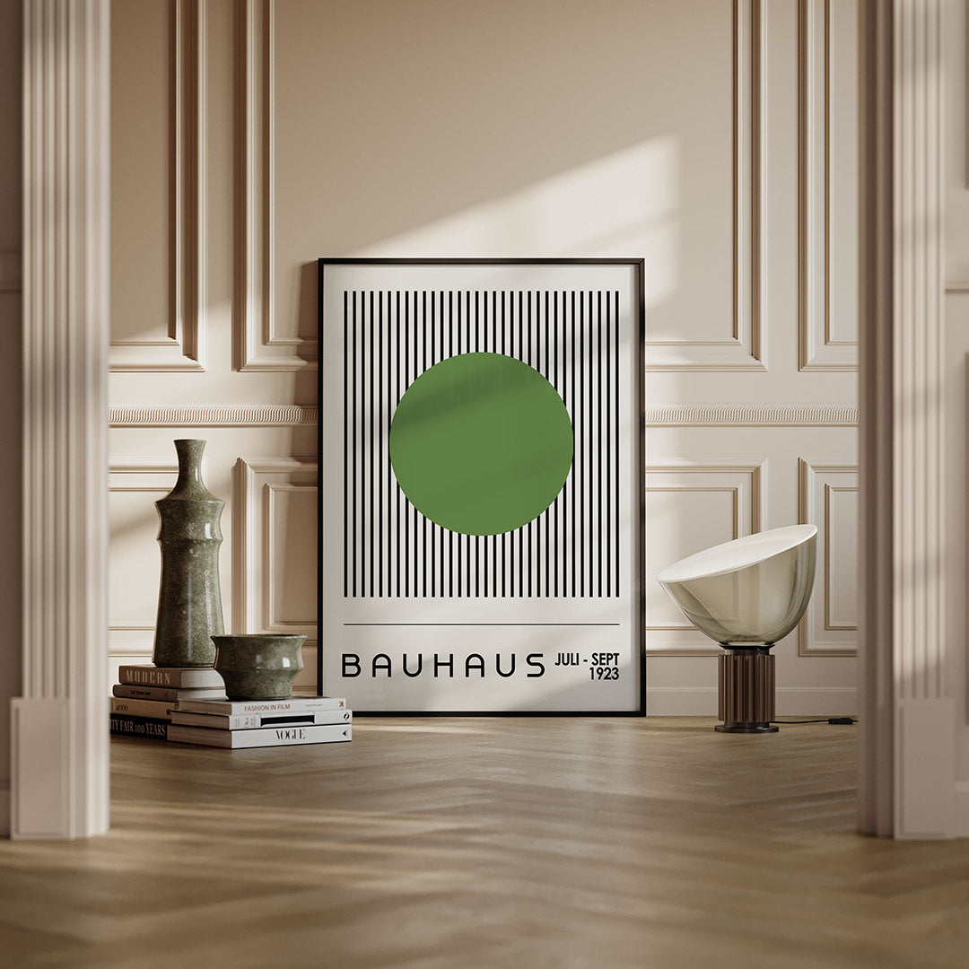 Lijnen en cirkel – moderne Bauhaus wandkunst als poster