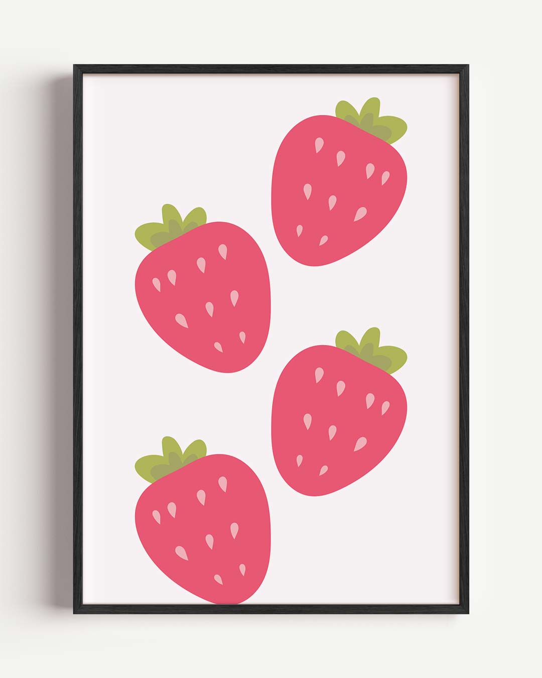 Vrolijke Aardbeienspeelsheid – keuken portret poster als wanddecoratie