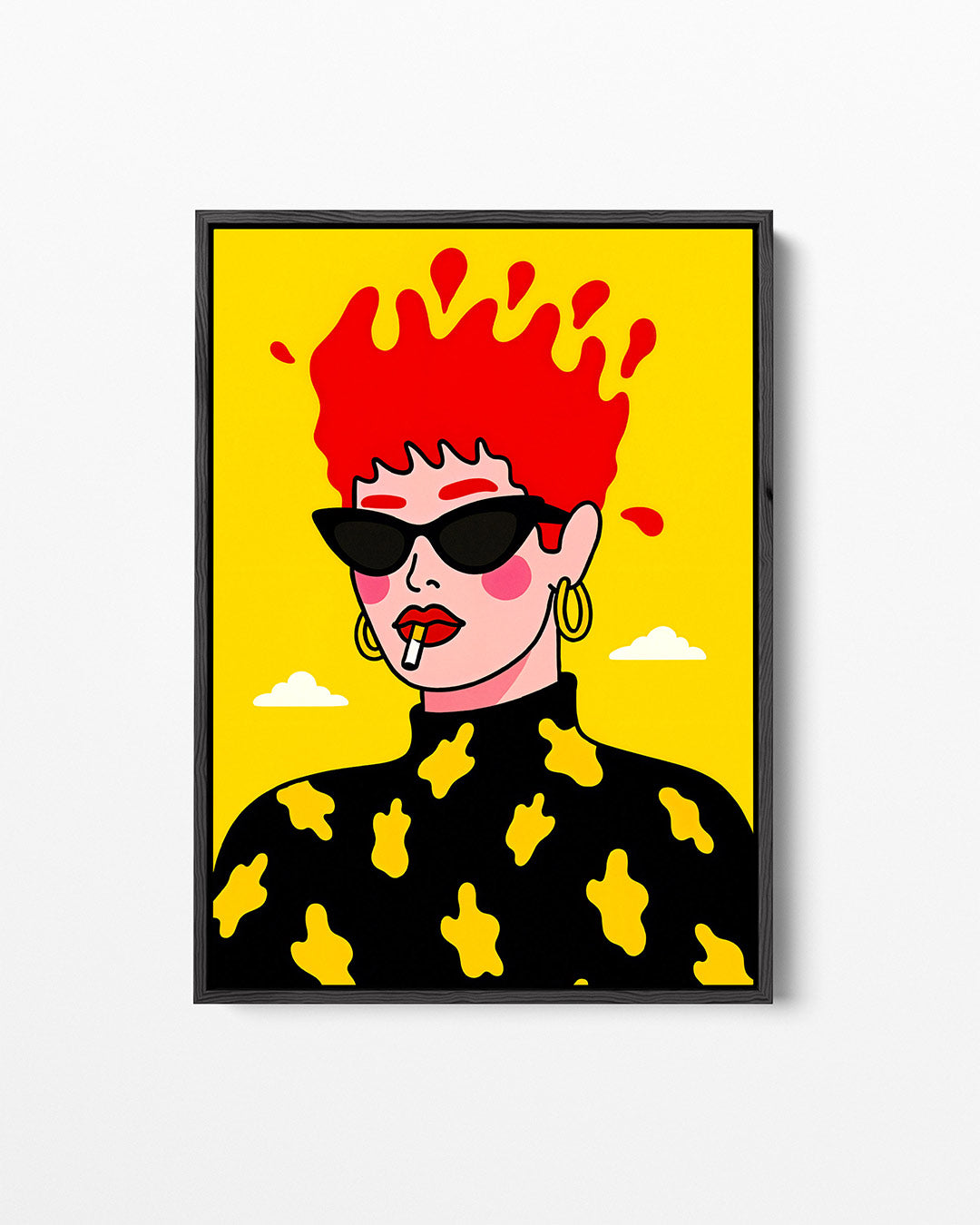 Vrolijke portret illustratie – staand wanddecoratie kunstwerk