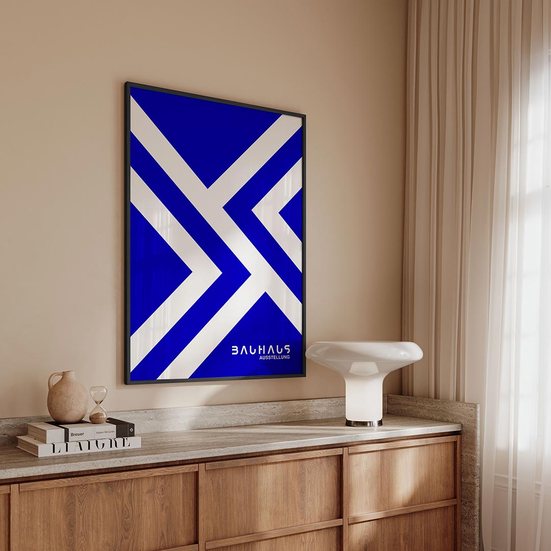 Lijnen en vlakken – geometrische Bauhaus poster in staand formaat