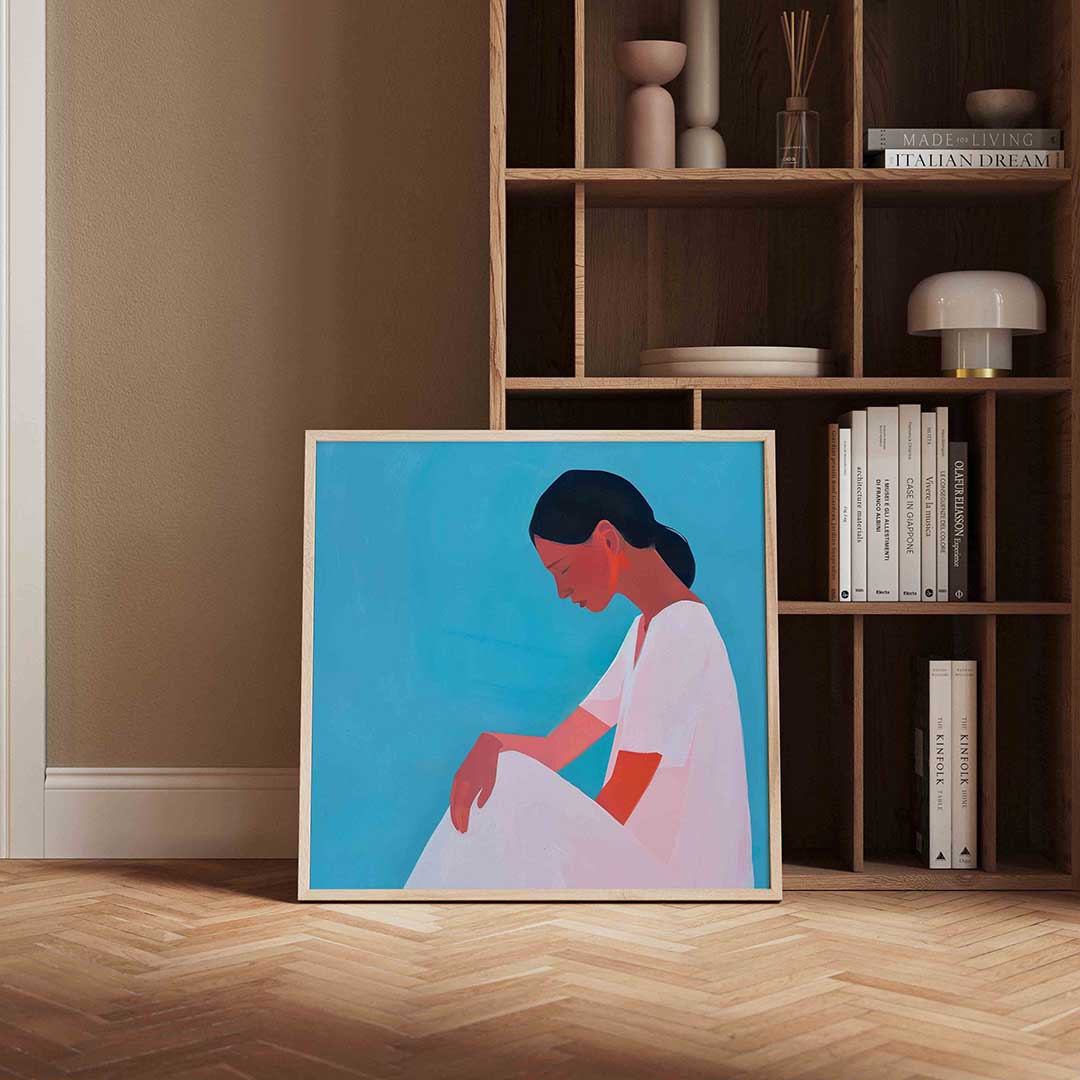 Vrouw in profiel – vierkante design wanddecoratie van WallArtistic