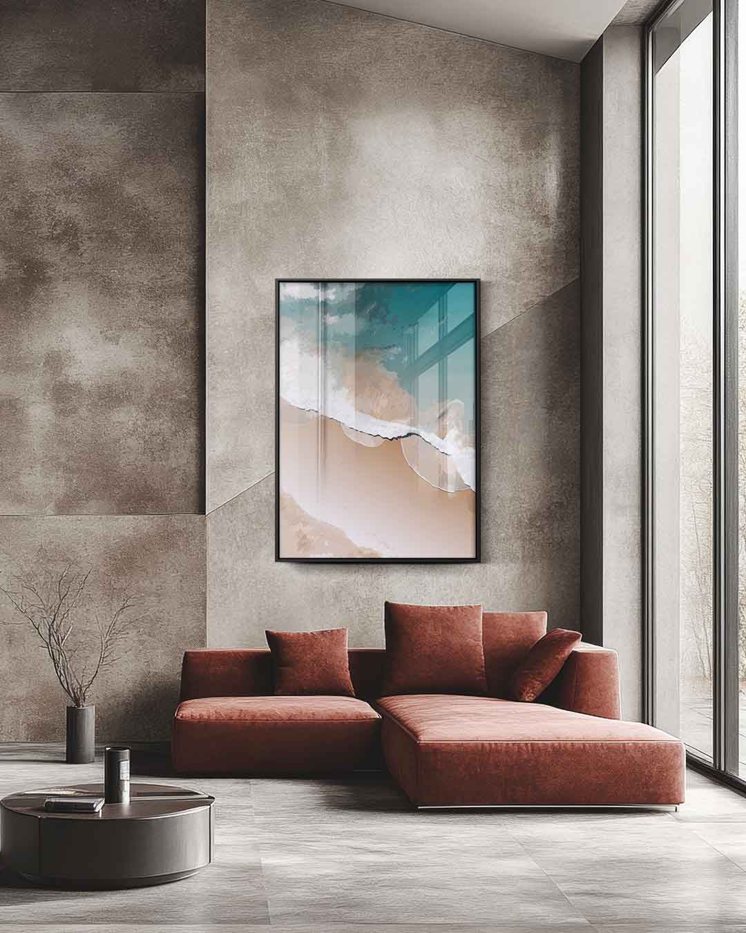 Rustgevende Golfslagen – staande wandkunst voor woonkamer of interieur