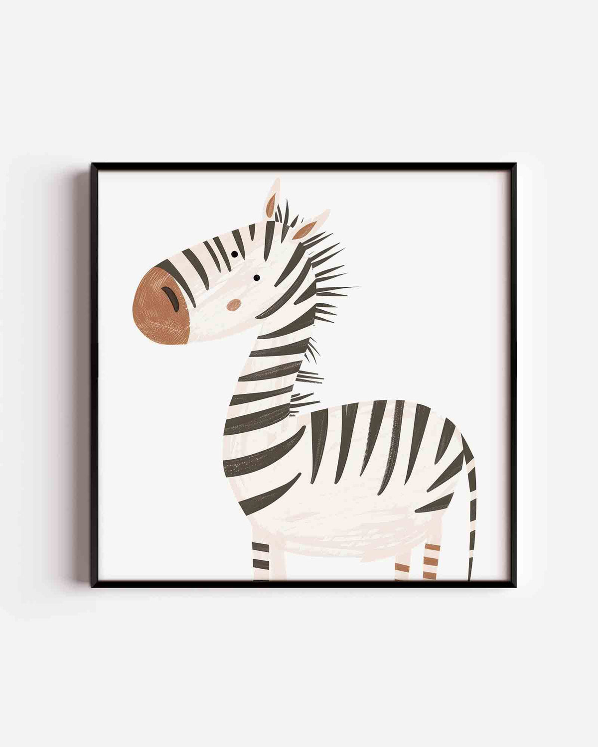 Zebra illustratie – vierkante kinderposter als wanddecoratie