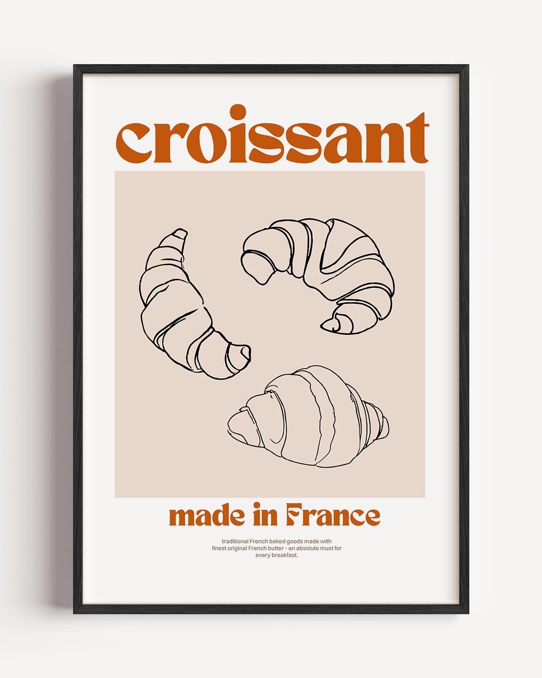 Franse Croissant Kunstposter – keuken portret poster als wanddecoratie