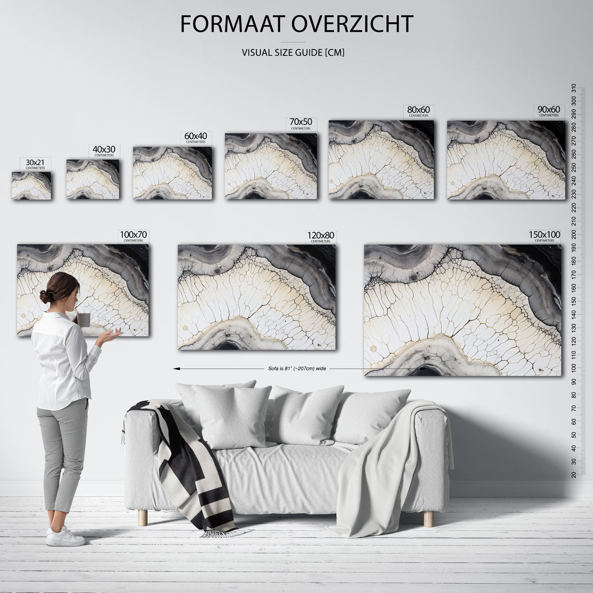 Abstracte lijnen – liggende muurposter met abstracte vormen