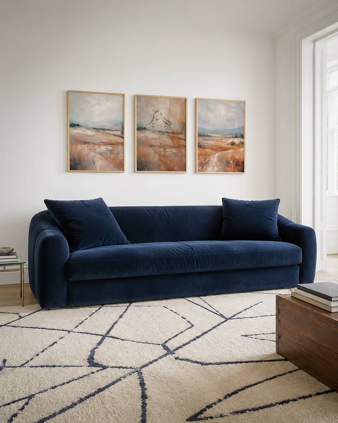 Zachte landschapstinten – deze posterset in drie delen toont een serene weergave van een landschap met – weergave 2
