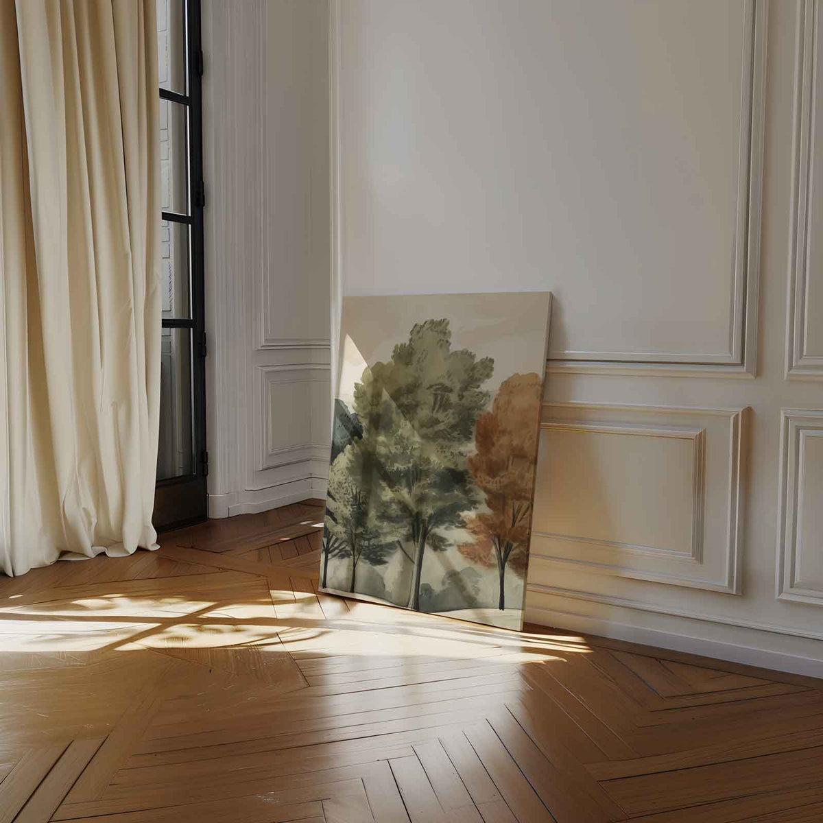Vier Seizoenen Bomen Schilderij – staand kunstwerk voor modern interieur