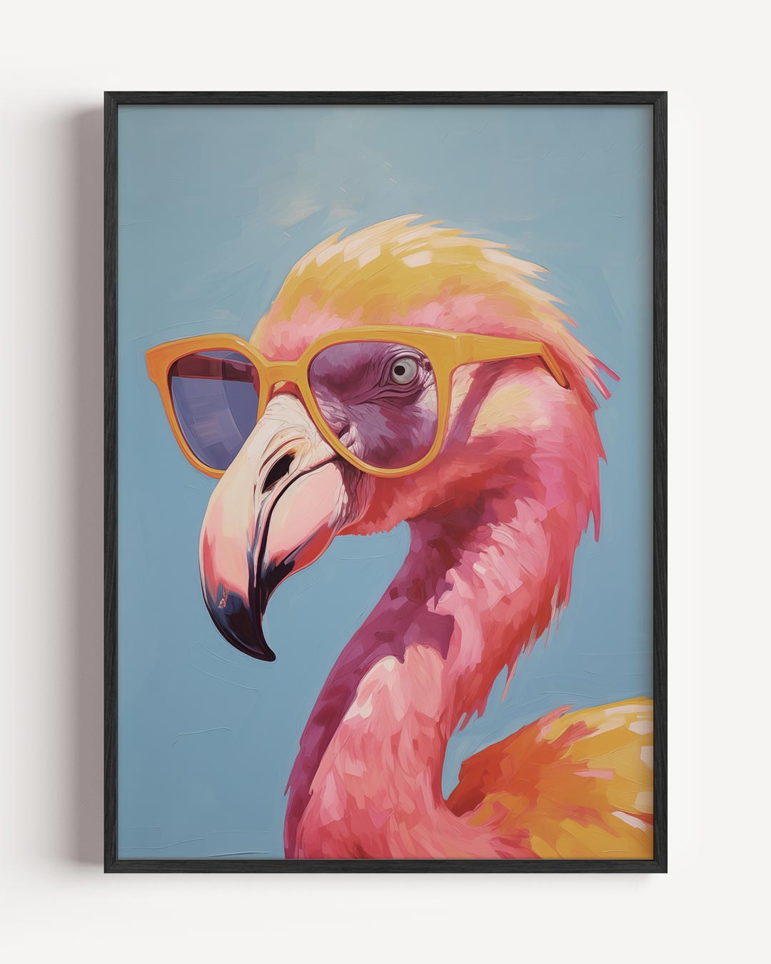 Coole Flamingo – dieren portret poster als wanddecoratie