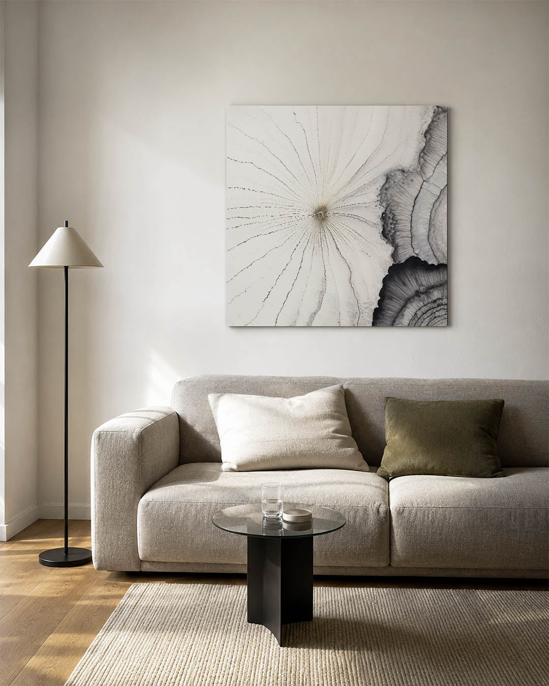 Organische lijnen kunstwerk – vierkante wanddecoratie – dit werk toont een intrigerend patroon van organische lijnen en