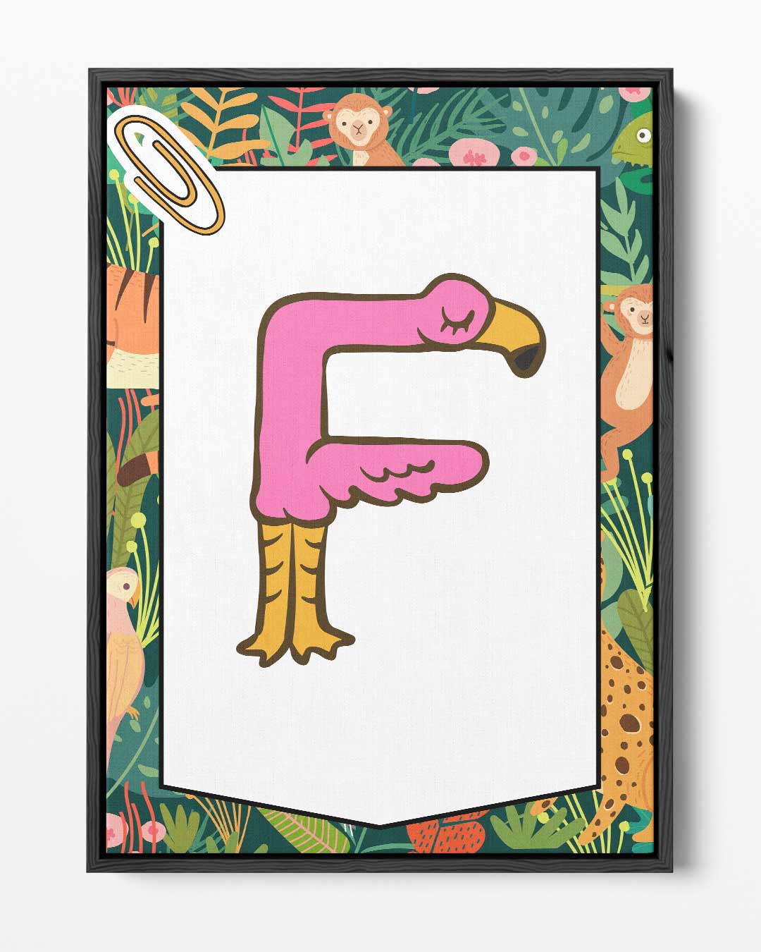 Flamingo Letter F Poster – portret kunstwerk als wanddecoratie