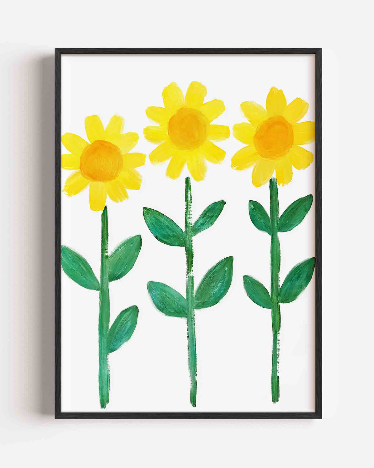 Drie zonnebloemen – bloemen portret poster als wanddecoratie