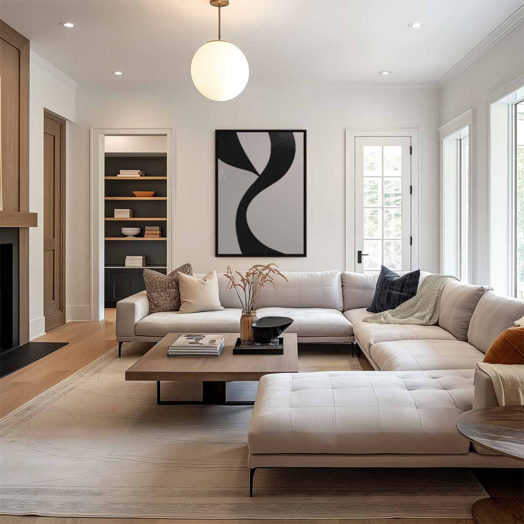 Elegant Contrast – staand kunstwerk voor modern interieur