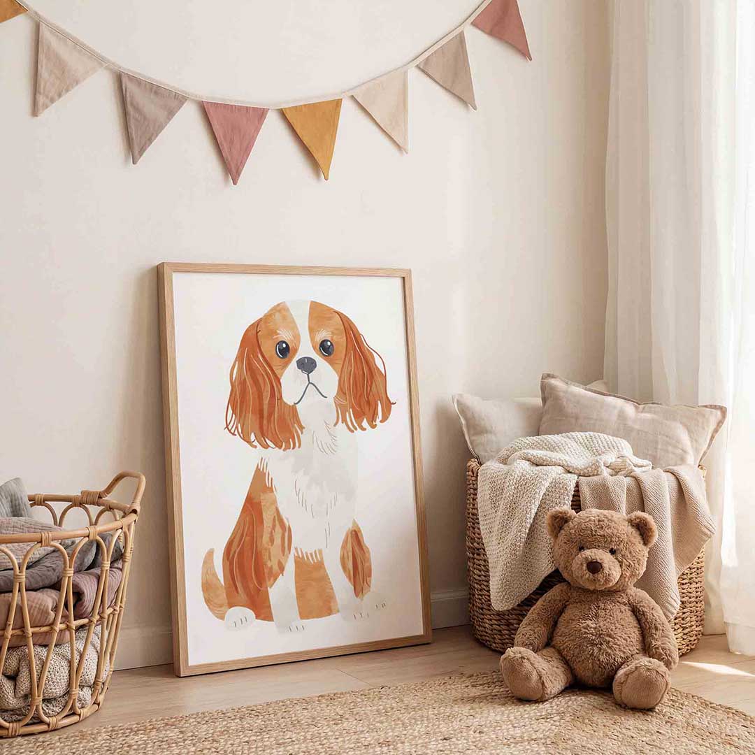Hond met lange oren – speelse wandkunst als portret kinderposter