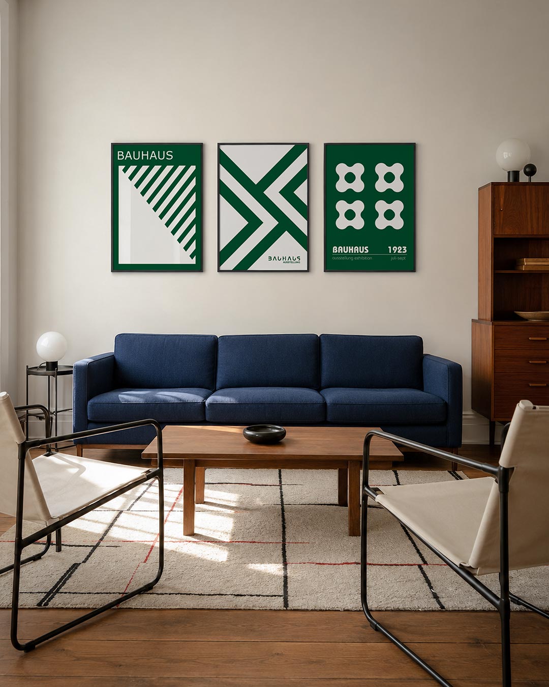 Diagonal strepen driedelige posterset – deze posterset in drie delen toont een speels lijnenspel met diagonale strepen in