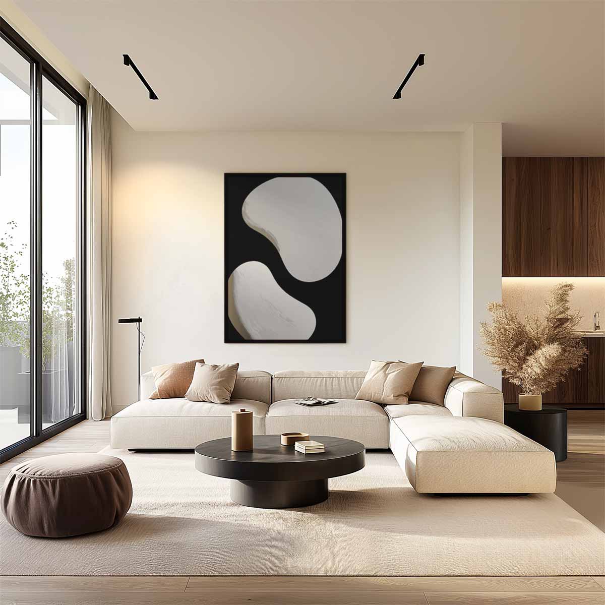 Yin en Yang Abstractie – plexiglas wanddecoratie in portret formaat