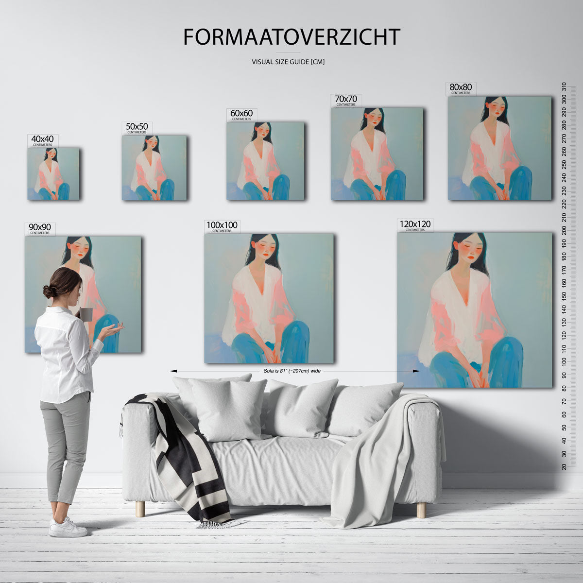 Vrouw in pasteltinten – vierkante muurposter met kunst en design