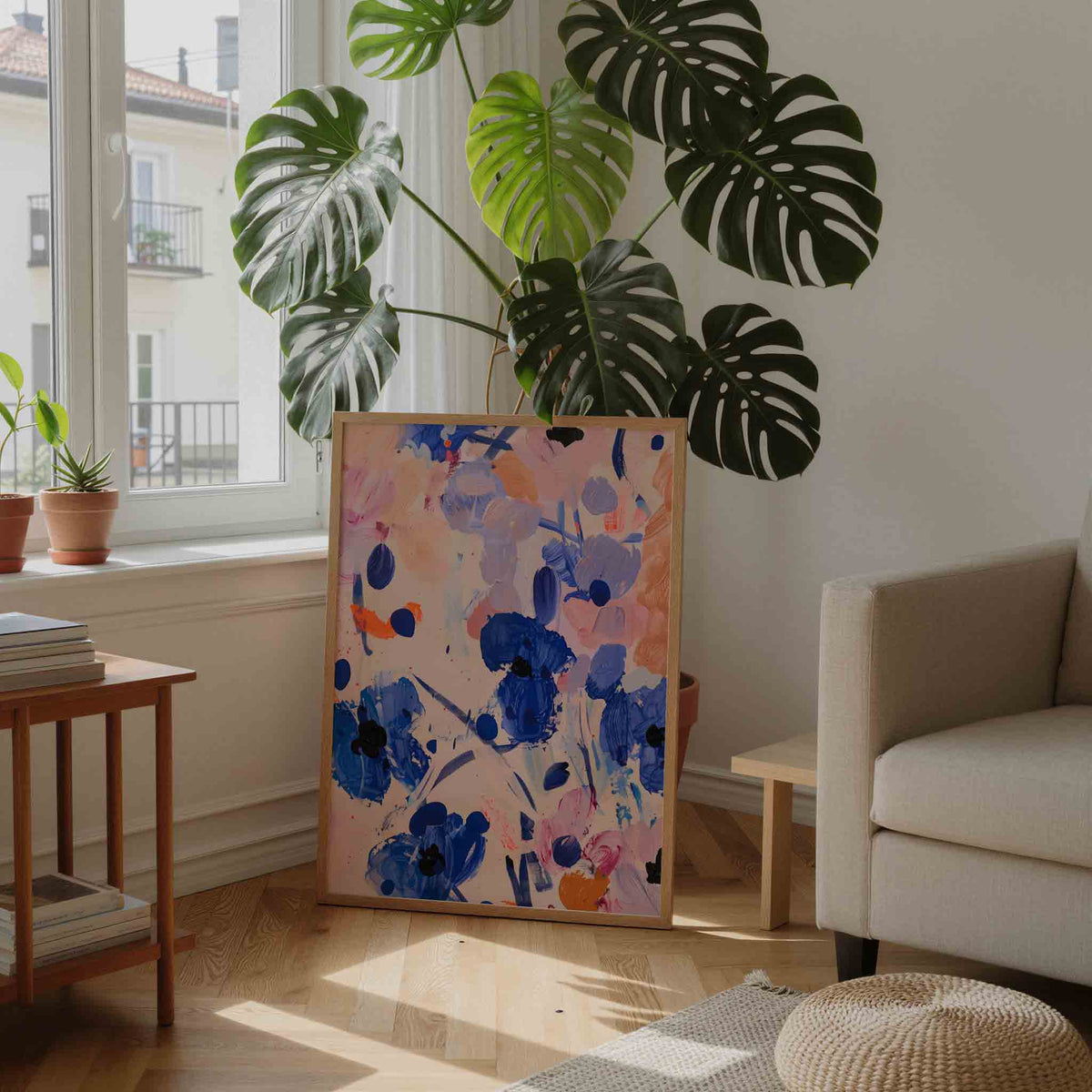 Abstracte bloemen – moderne illustratie als portret poster