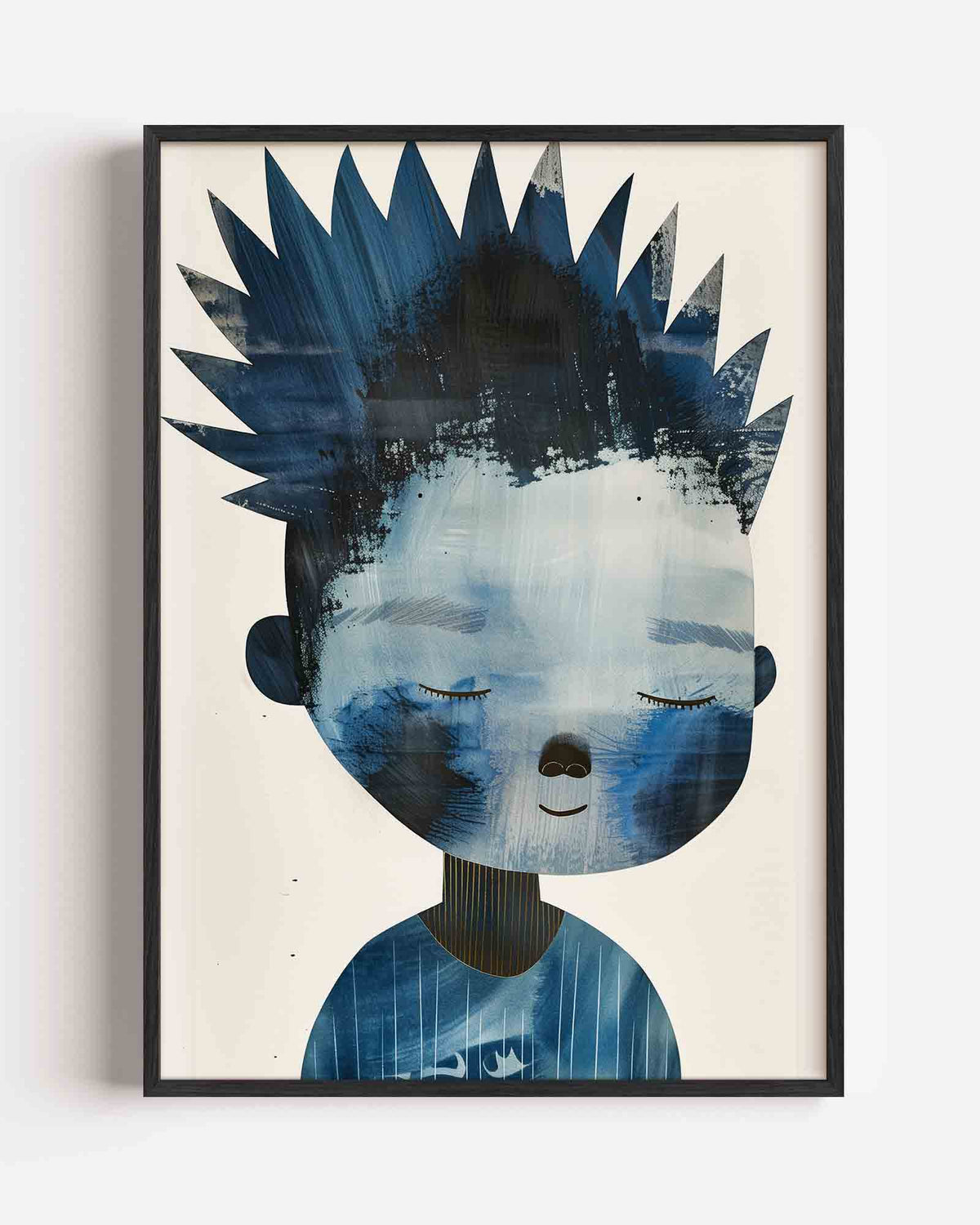 Blauw figuur – kids portret poster als wanddecoratie