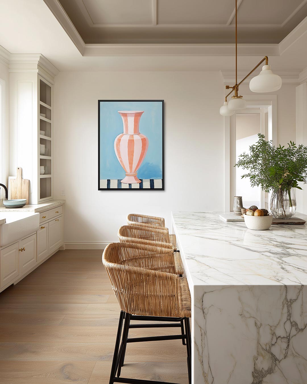 Gestreepte vaas – staand wanddecoratie kunstwerk
