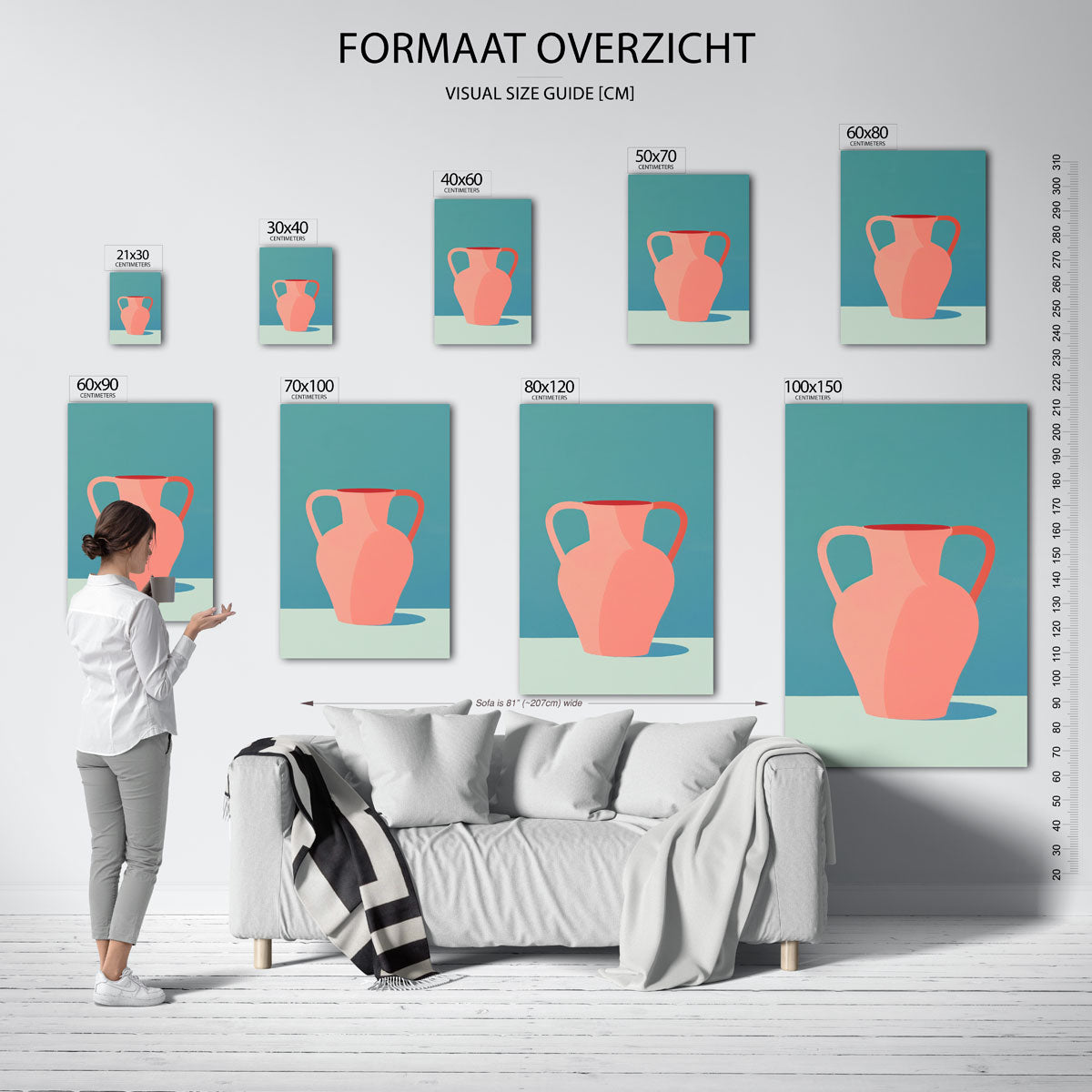 Vaas met handvatten – staande muurposter met hedendaagse illustratie