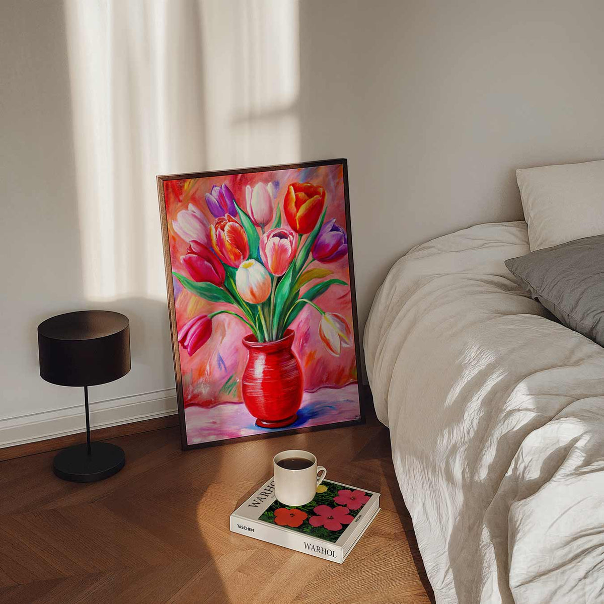 Levendige Tulpenpracht – staande bloemen wanddecoratie van WallArtistic