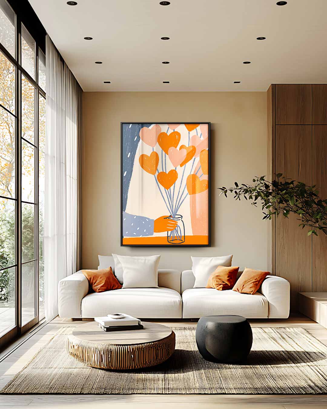 Warme Hartjes Boeketten – staand kunstwerk voor modern interieur