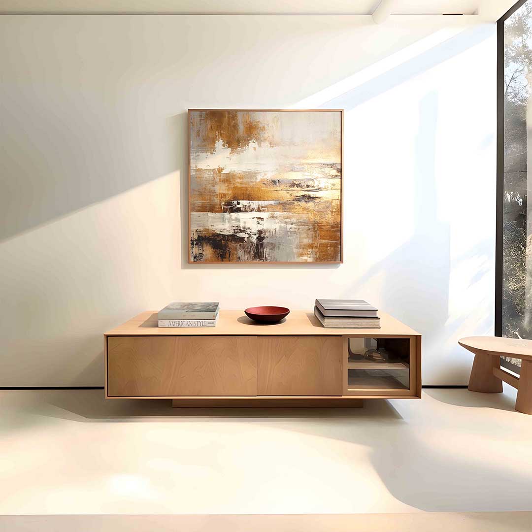Abstracte gouden textuur – vierkante abstracte textuur wanddecoratie van WallArtistic