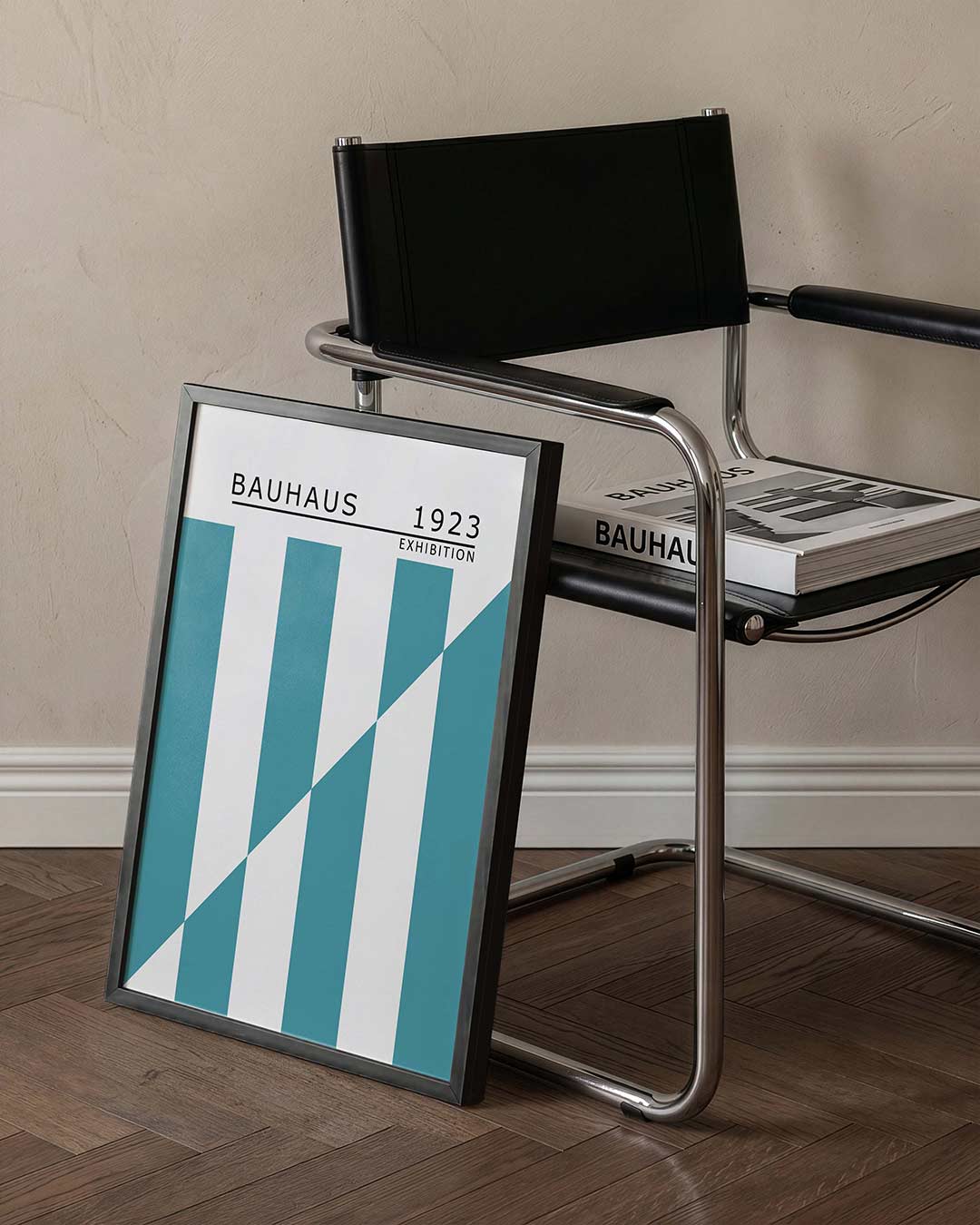 Lijnen en vlakken – staande Bauhaus poster voor aan de muur