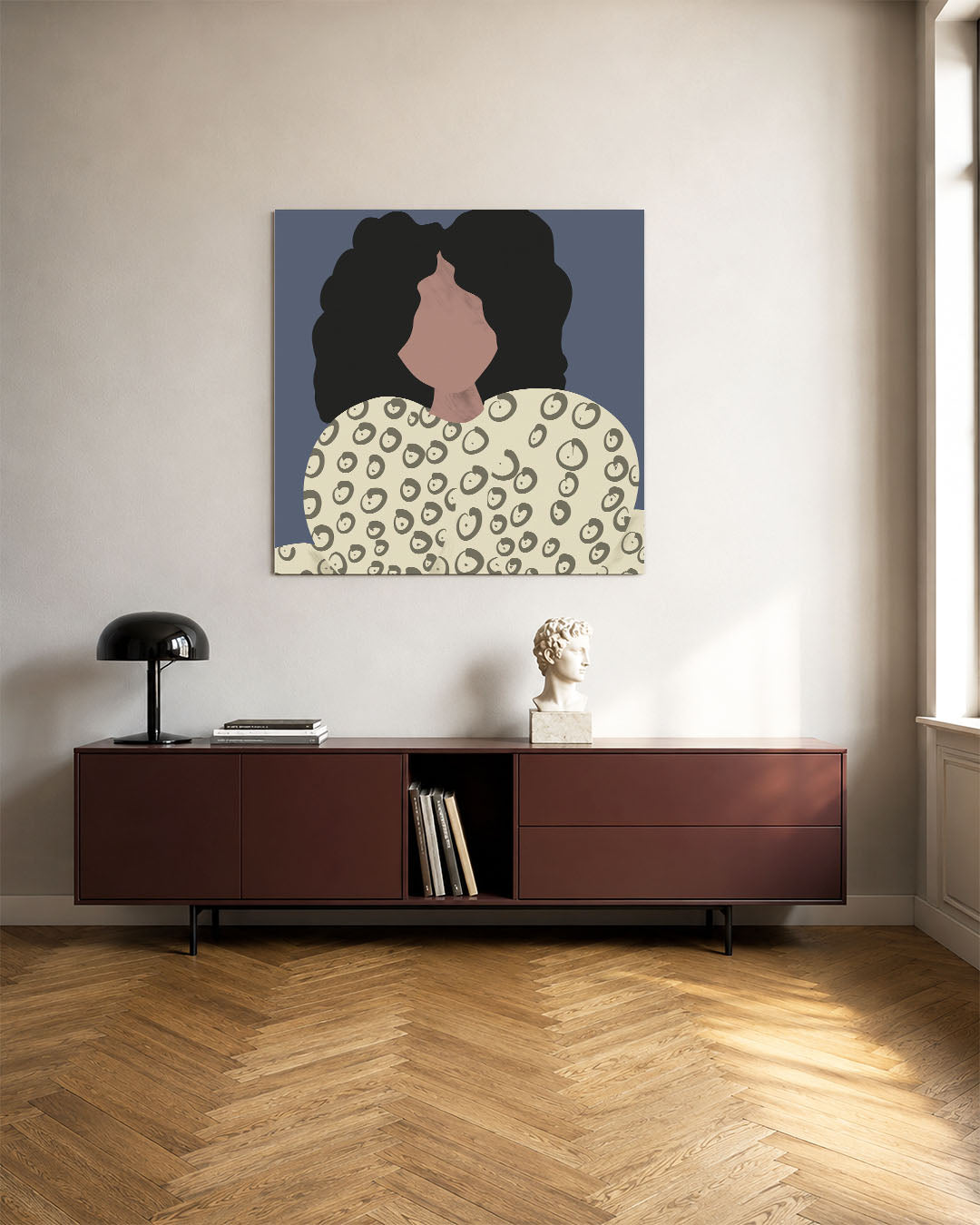 Abstract kunstwerk – tweede productweergave – een abstract kunstwerk met donkere tinten en een rustige visuele opbouw.