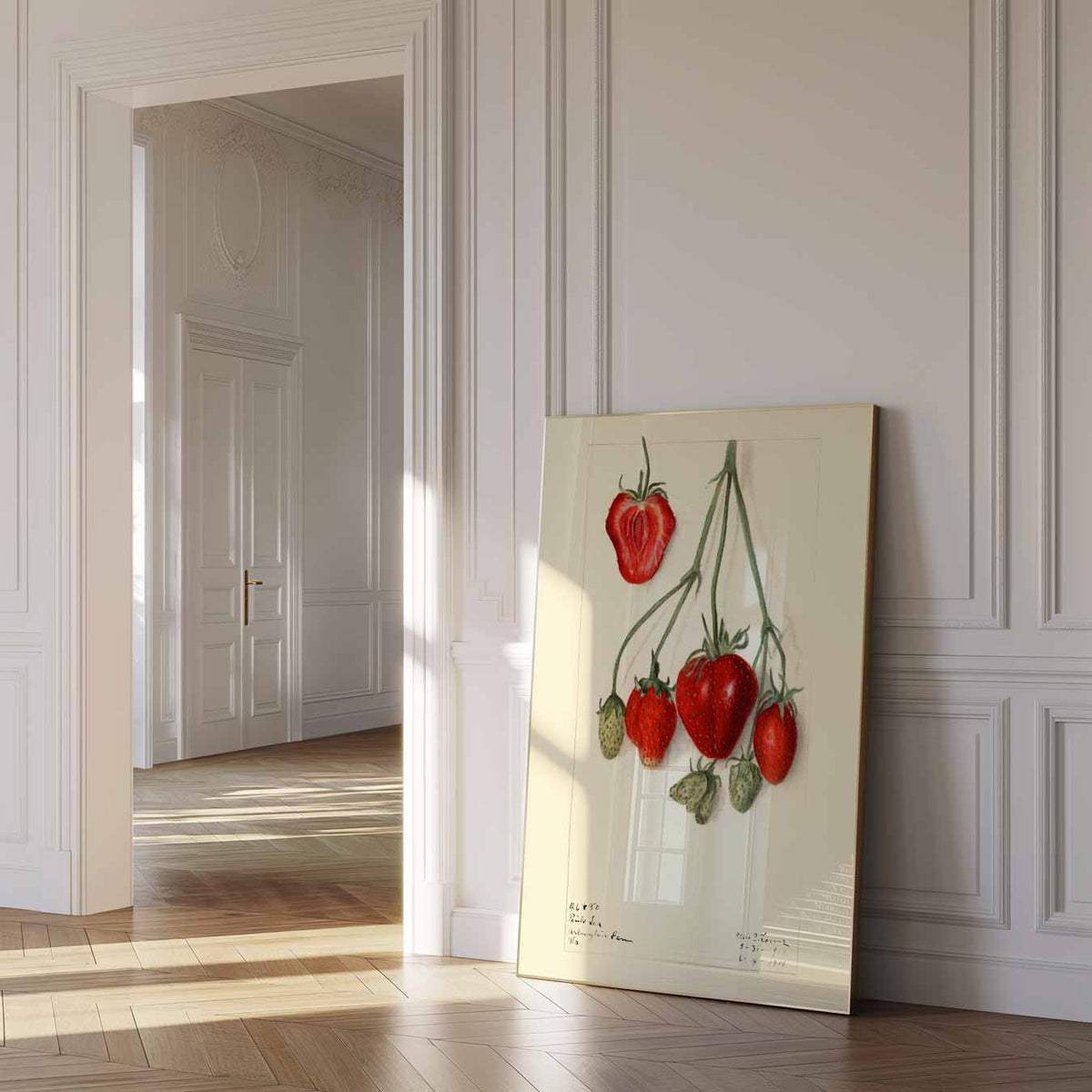 Vintage Aardbeien Illustratie – urban poster in staand formaat