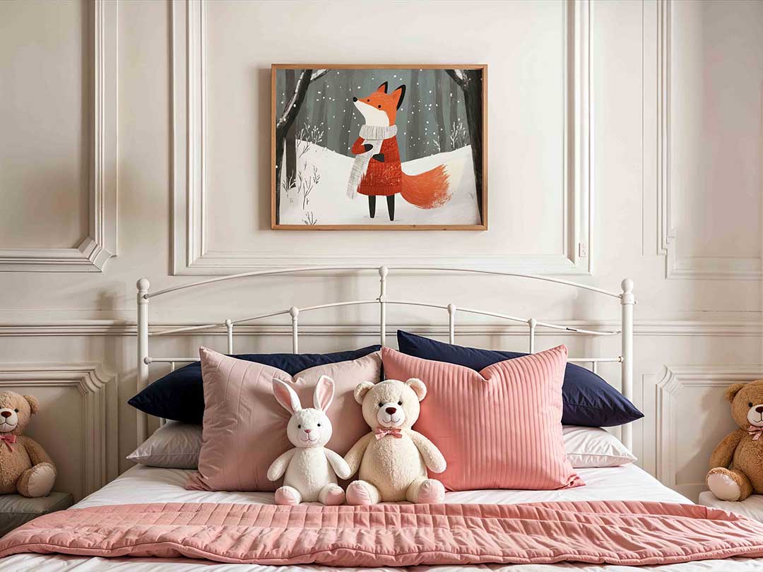 Vos met sjaal – kids poster in liggend formaat