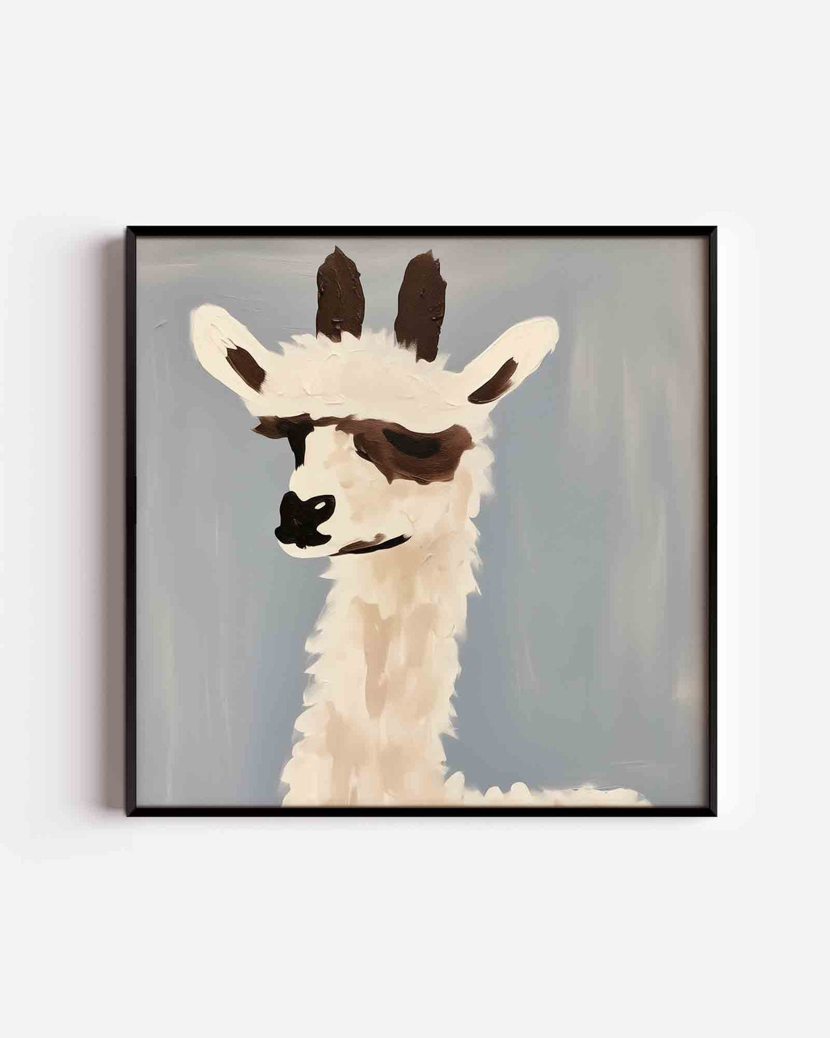 Alpaca portret – vierkante kinderposter als wanddecoratie
