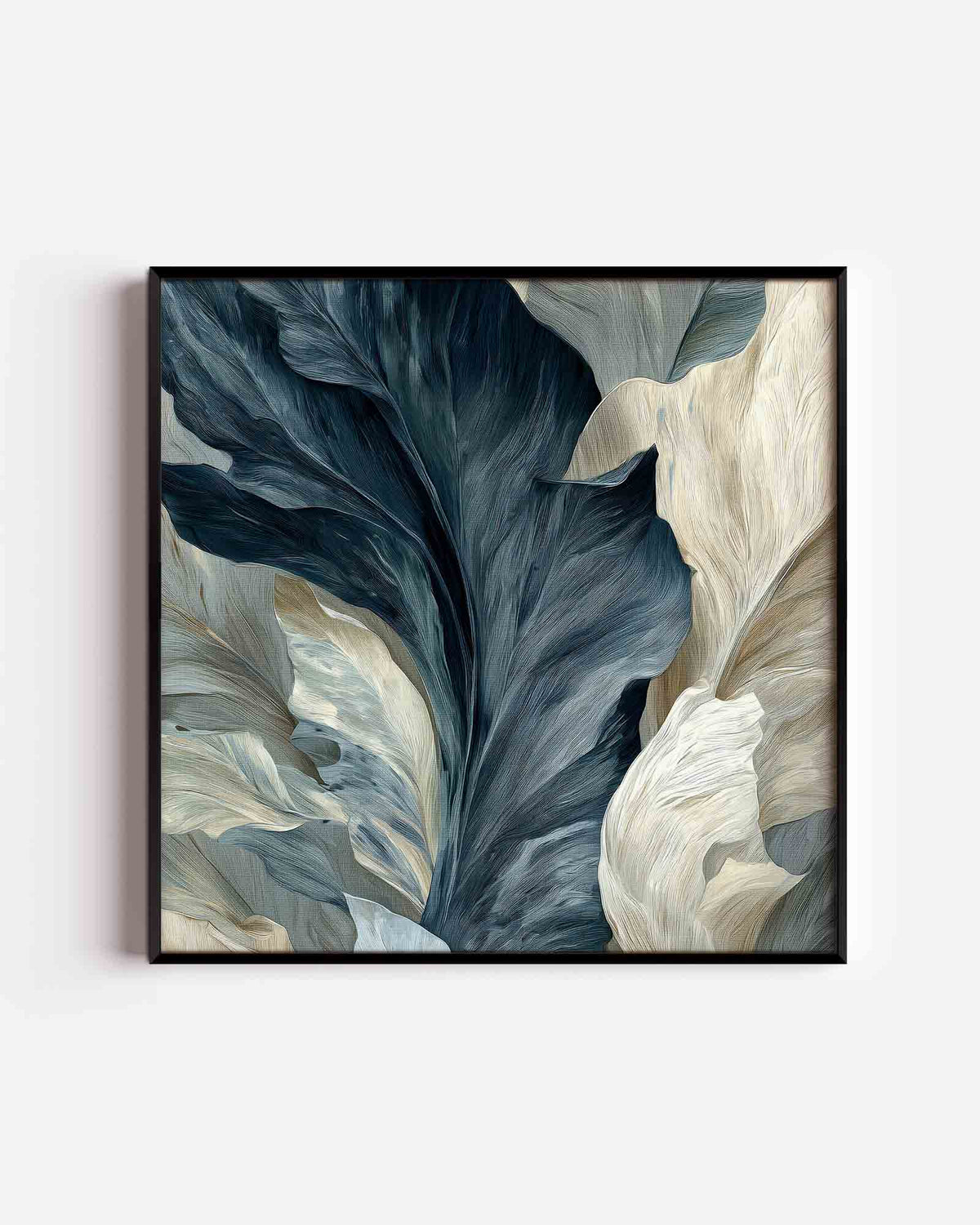 Bladeren in beweging – abstracte vierkante poster als wanddecoratie