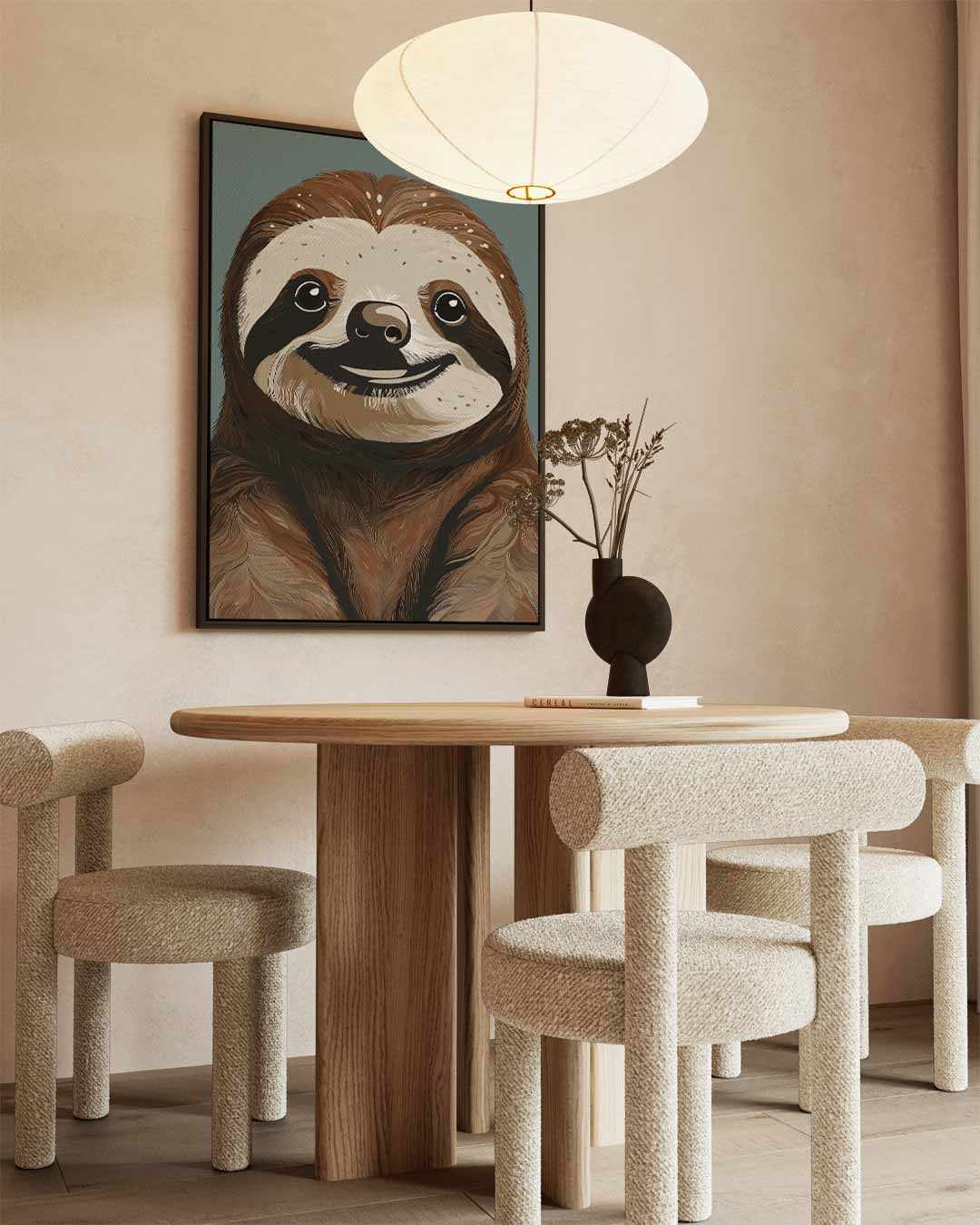 Schattige Luiaard Illustratie – staand kunstwerk voor modern interieur