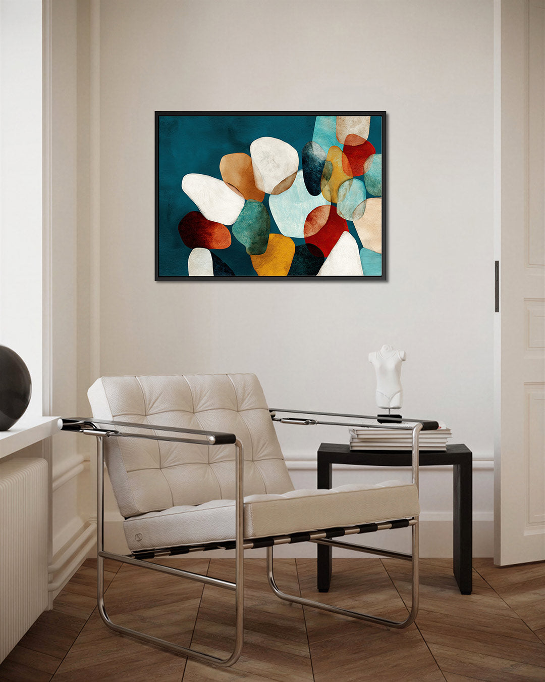 Vormenspel met kleuren – kunstwerk op canvas, dibond of plexiglas
