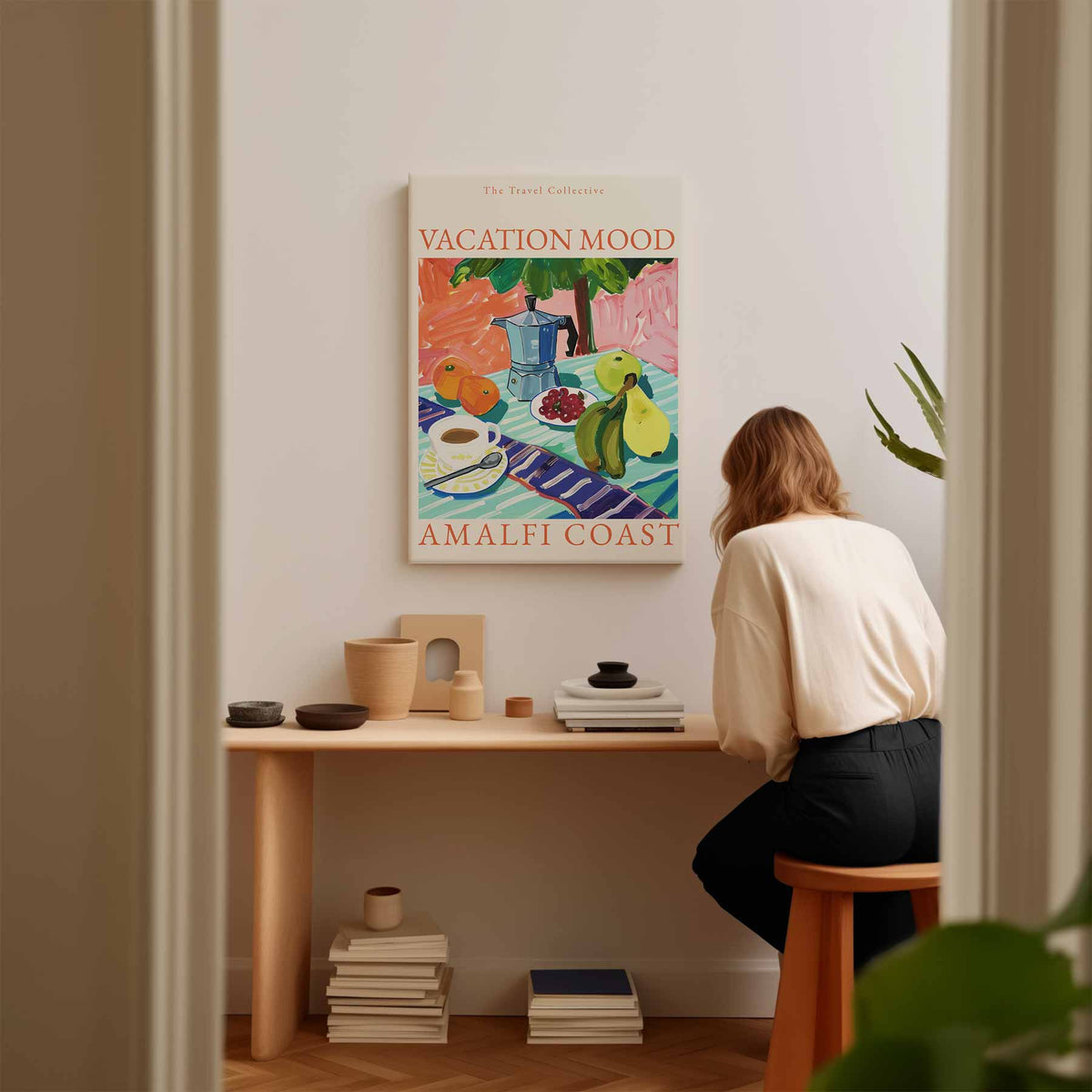 Vakantiestemming aan de Amalfikust – staande wandkunst voor woonkamer of interieur