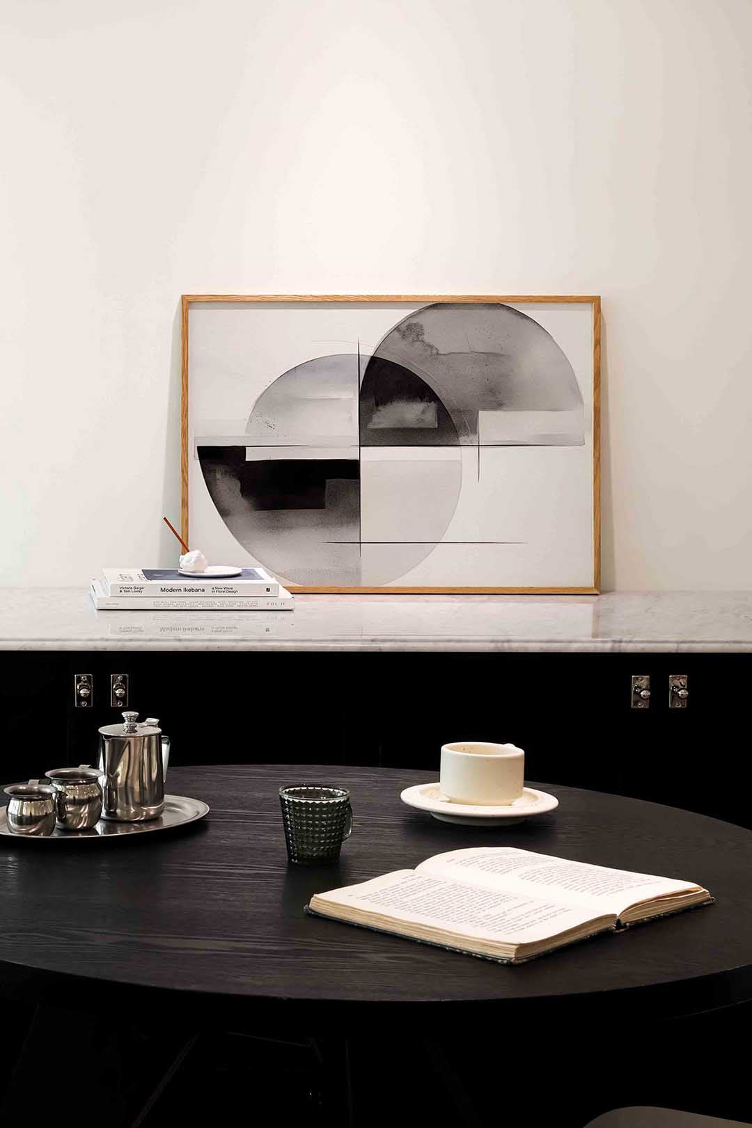 Abstracte cirkels en lijnen – abstracte poster in liggend formaat