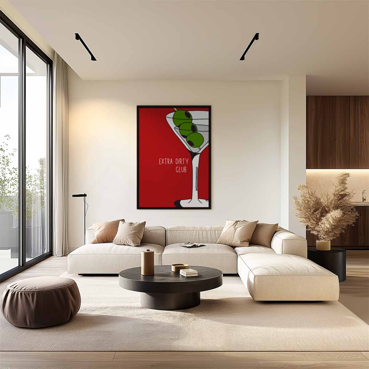 Martini en Olijven Pop Art – staand kunstwerk voor modern interieur